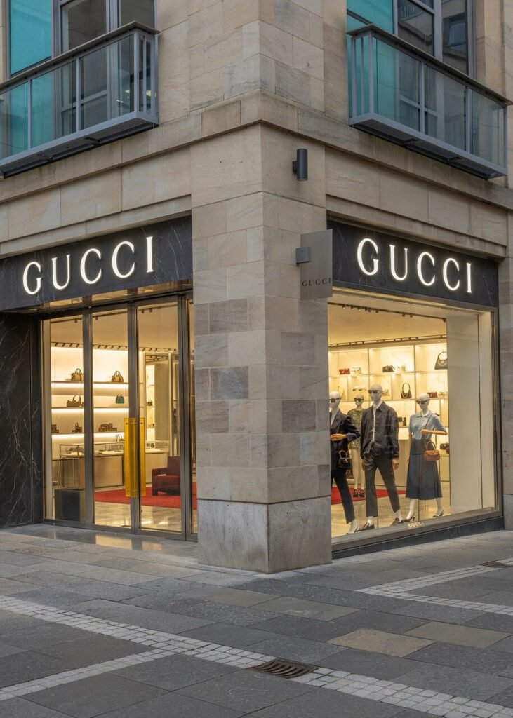 Exterior of Gucci shop, fit Edinburgh